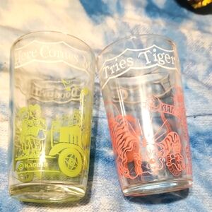 Kagome Glass Set with Green and Pink Designs